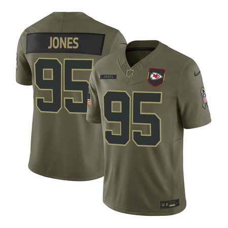 Men's Kansas City Chiefs #95 Chris Jones Nike Olive 2025 Salute to Service Retired Limited Jersey Men's Kansas City Chiefs #95 Chris Jones Nike Olive 2025 Salute to Service Retired Limited Jersey