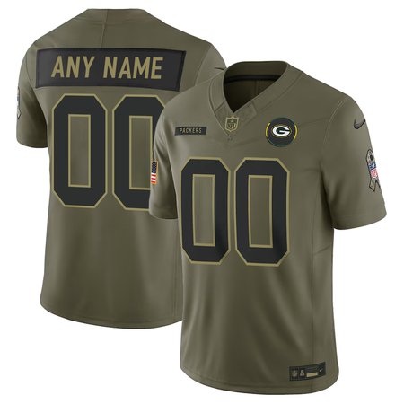 Men's Green Bay Packers Custom Nike Olive 2025 Salute to Service Retired Limited Jersey