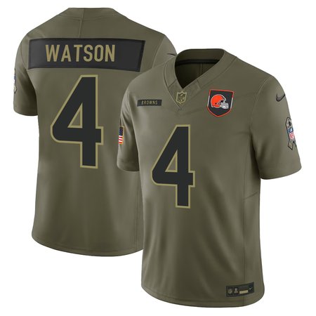 Men's Cleveland Browns #4 Deshaun Watson Nike Olive 2025 Salute to Service Retired Limited Jersey