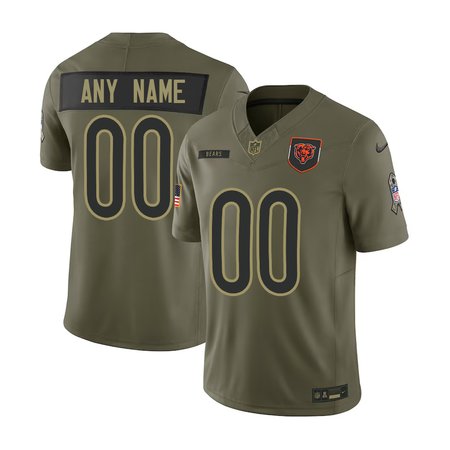 Youth's Chicago Bears Custom Olive 2025 Salute to Service Retired Limited Jersey