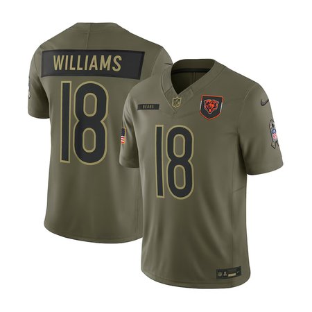 Men's Chicago Bears #18 Caleb Williams Olive 2025 Salute to Service Retired Limited Jersey