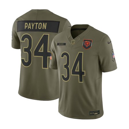 Men's Chicago Bears #34 Walter Payton Olive 2025 Salute to Service Retired Limited Jersey