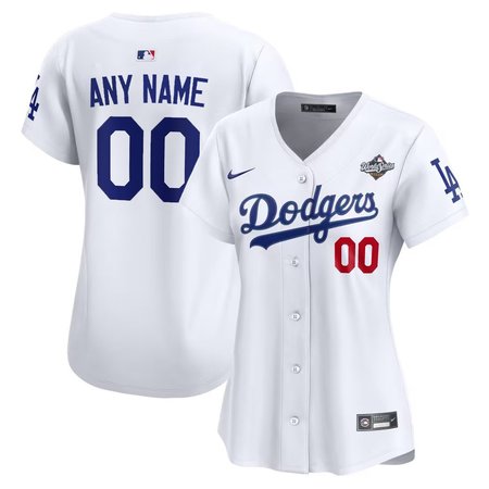 Women's Los Angeles Dodgers Custom White 2025 World Series Home Limited Jersey