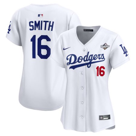 Women's Los Angeles Dodgers #16 Will Smith White 2025 World Series Home Limited Jersey