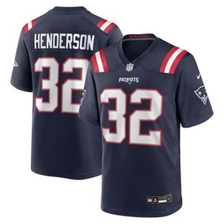 Men's New England Patriots #32 TreVeyon Henderson Nike Navy 2025 NFL Draft Game Jersey