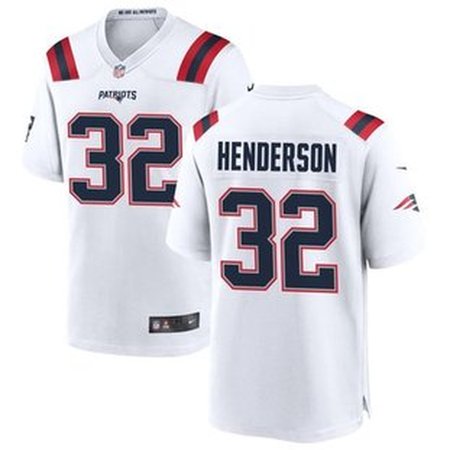 Men's New England Patriots #32 TreVeyon Henderson Nike White 2025 NFL Draft Game Jersey