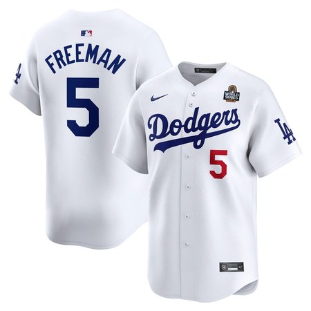 Men's Los Angeles Dodgers Freddie Freeman White 2024 World Series Home Limited Player Jersey