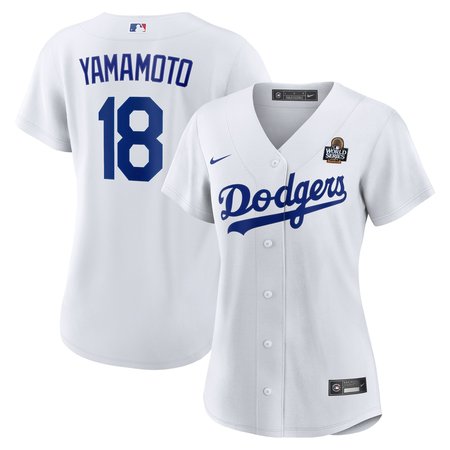 Women's Los Angeles Dodgers Yoshinobu Yamamoto White 2024 World Series Home Home Replica Jersey