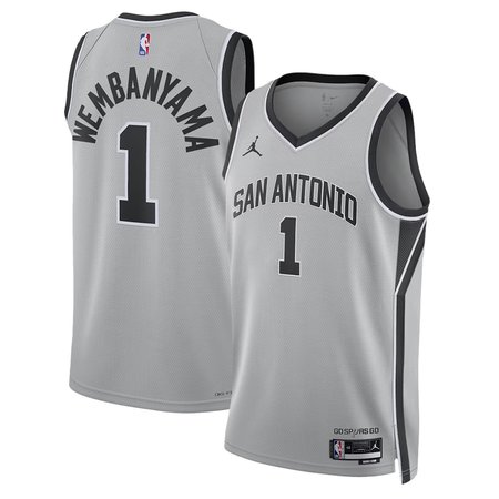 Men's San Antonio Spurs #1 Victor Wembanyama Grey 2025/26 Statement Edition Jersey