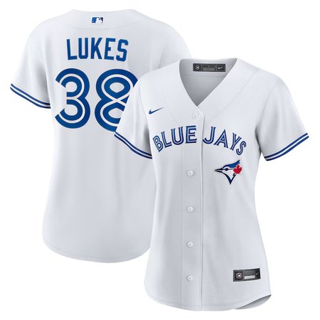 Women's Toronto Blue Jays #38 Nathan Lukes White Home Replica Jersey