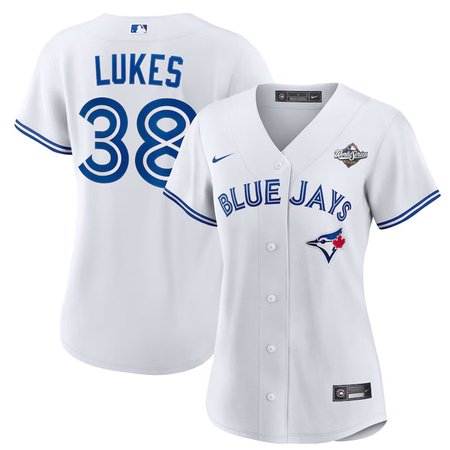 Women's Toronto Blue Jays #38 Nathan Lukes 2025 World Series White Home Replica Jersey