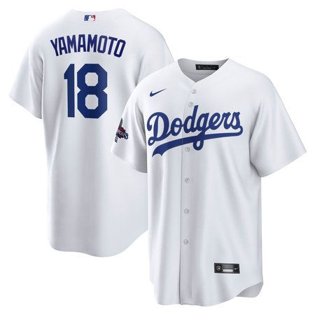 Men's Los Angeles Dodgers Yoshinobu Yamamoto White 2024 World Series Champions Big &Tall Replica Player Jersey
