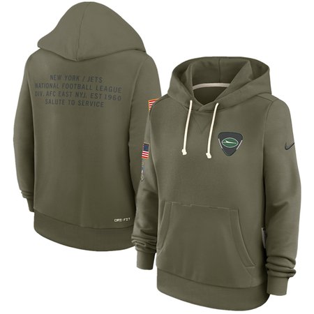 Women's New York Jets Olive 2025 Salute to Service Sideline Standard Issue Dri-FIT Hoodie(Run Small)