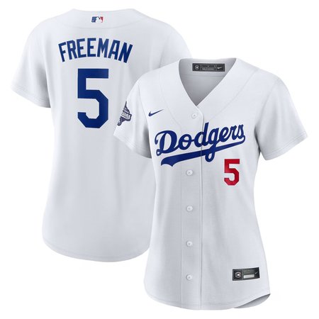 Women's Los Angeles Dodgers #5 Freddie Freeman White Home 2025 World Series Champions Limited Jersey