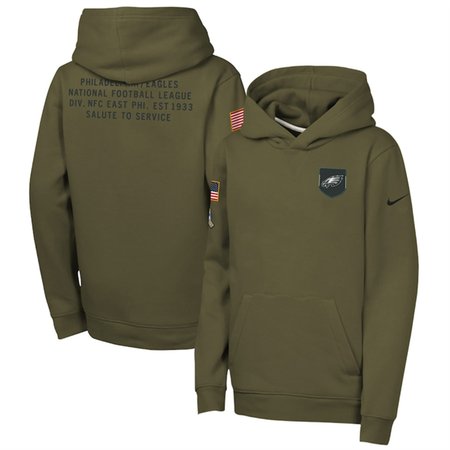 Youth Philadelphia Eagles Olive 2025 Salute to Service Club Fleece Hoodie Youth Philadelphia Eagles Olive 2025 Salute to Service Club Fleece Hoodie