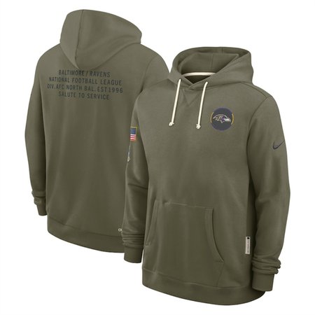 Men's Baltimore Ravens Olive 2025 Salute to Service Pullover Hoodie