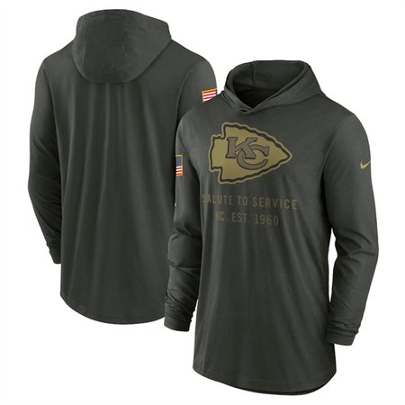 Men's Kansas City Chiefs Forest Green 2025 Salute to Service Sideline Dri-FIT Lightweight Pullover Hoodie Men's Kansas City Chiefs Forest Green 2025 Salute to Service Sideline Dri-FIT Lightweight Pullover Hoodie