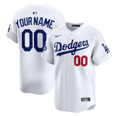 Men's Los Angeles Dodgers White 2025 World Series Champions Home Custom Limited Jersey