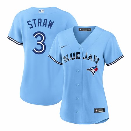 Women's Toronto Blue Jays #3 Myles Straw Blue Home Replica Jersey