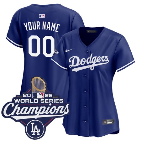 Women's Los Angeles Dodgers Custom Royal 2025 World Series Champions Home Replica Jersey