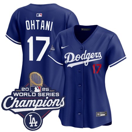Women's Los Angeles Dodgers #17 Shohei Ohtani Royal 2025 World Series Champions Home Limited Jersey