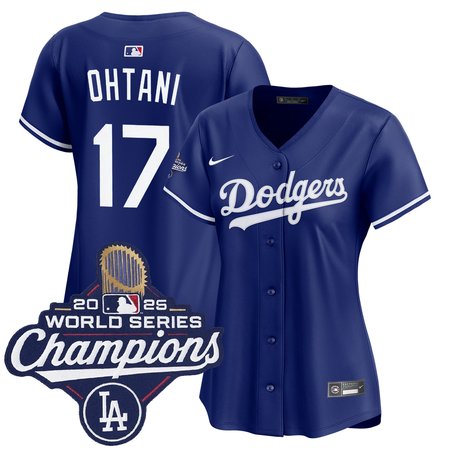 Women's Los Angeles Dodgers #17 Shohei Ohtani Royal 2025 World Series Champions Home Replica Jersey