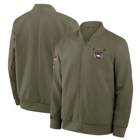 Men's Denver Broncos Olive 2025 Salute to Service Sideline Full-Zip Bomber Jacket