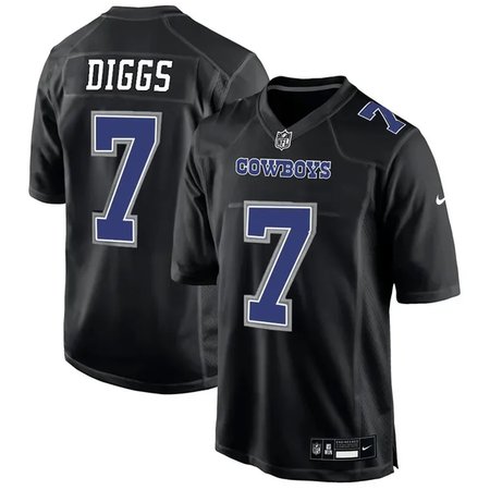 Men's Dallas Cowboys #7 Trevon Diggs Carbon Black Fashion Game Jersey