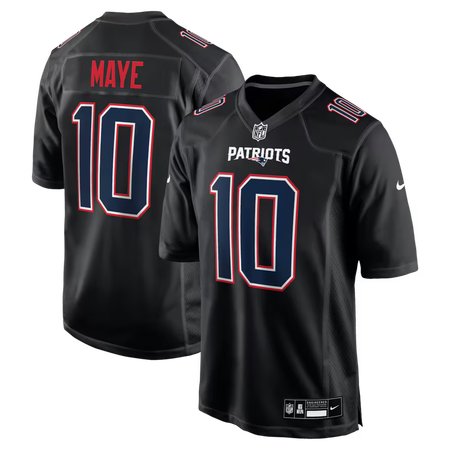 Youth New England Patriots #10 Drake Maye Nike Carbon Black Game Jersey