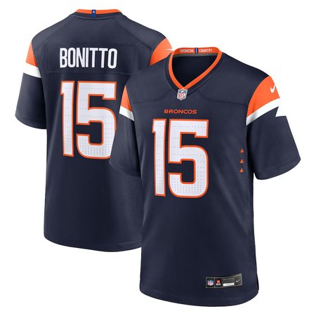 Youth Denver Broncos #15 Nik Bonitto Navy Team Game Jersey