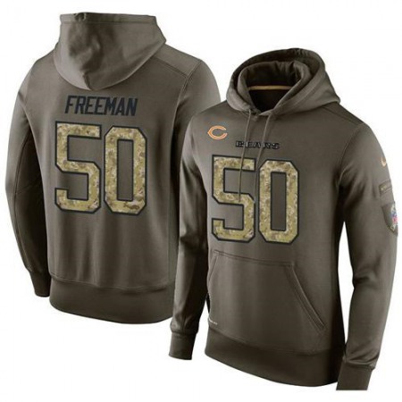 NFL Men's Chicago Bears #50 Jerrell Freeman Stitched Green Olive Salute To Service KO Performance Hoodie