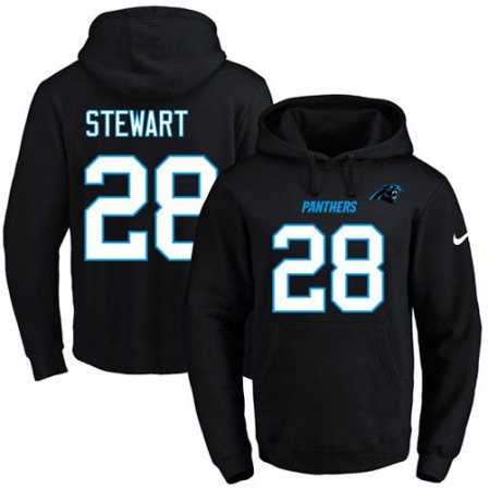 Panthers #28 Jonathan Stewart Black Name & Number Pullover NFL Hoodie