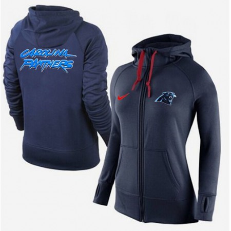 Women's Carolina Panthers Full-Zip Performance Hoodie Dark Blue