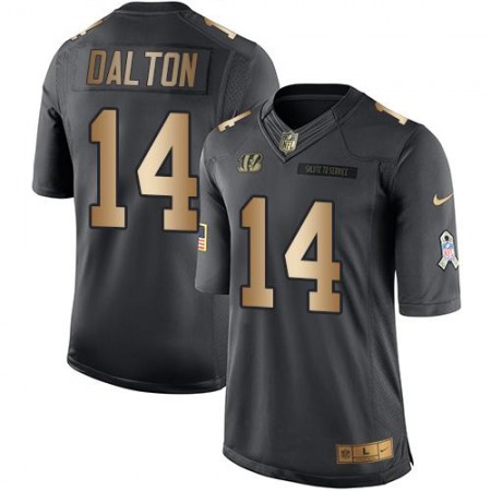 Nike Bengals #14 Andy Dalton Black Men's Stitched NFL Limited Gold Salute To Service Jersey Nike Bengals #14 Andy Dalton Black Men's Stitched NFL Limited Gold Salute To Service Jersey
