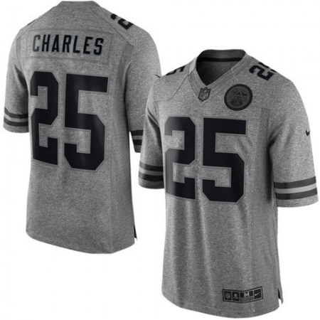 Nike Chiefs #25 Jamaal Charles Gray Men's Stitched NFL Limited Gridiron Gray Jersey Nike Chiefs #25 Jamaal Charles Gray Men's Stitched NFL Limited Gridiron Gray Jersey