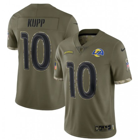 Men's Los Angeles Rams #10 Cooper Kupp Olive 2022 Salute To Service Limited Stitched Jersey Men's Los Angeles Rams #10 Cooper Kupp Olive 2022 Salute To Service Limited Stitched Jersey