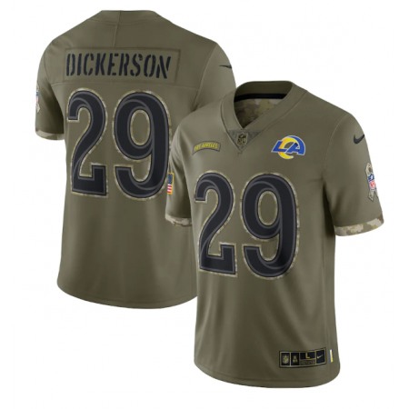 Men's Los Angeles Rams #29 Eric Dickerson Olive 2022 Salute To Service Limited Stitched Jersey Men's Los Angeles Rams #29 Eric Dickerson Olive 2022 Salute To Service Limited Stitched Jersey