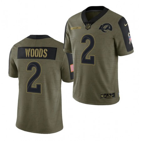 Men's Los Angeles Rams #2 Robert Woods 2021 Olive Salute To Service Limited Stitched Jersey Men's Los Angeles Rams #2 Robert Woods 2021 Olive Salute To Service Limited Stitched Jersey