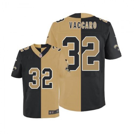 Saints #32 Kenny Vaccaro Black/Gold Men's Stitched NFL Elite Split Jersey