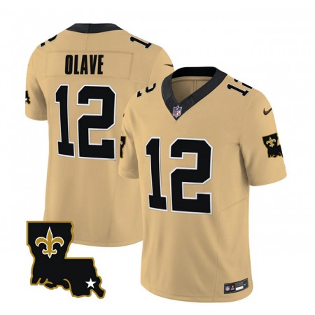 Men's New Orleans Saints #12 Chris Olave Gold 2023 F.U.S.E. 1987 Legacy Vapor Stitched Jersey Men's New Orleans Saints #12 Chris Olave Gold 2023 F.U.S.E. 1987 Legacy Vapor Stitched Jersey
