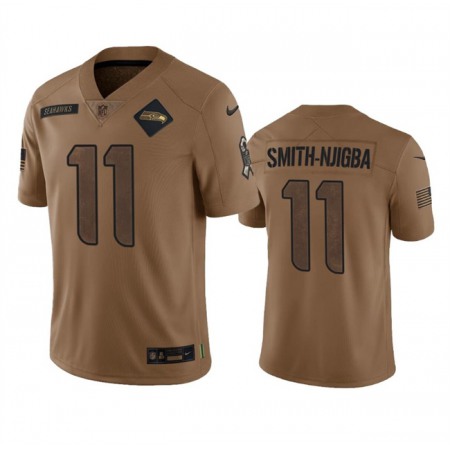 Men's Seattle Seahawks #11 Jaxon Smith-Njigba 2023 Brown Salute To Service Limited Stitched Football Jersey Men's Seattle Seahawks #11 Jaxon Smith-Njigba 2023 Brown Salute To Service Limited Stitched Football Jersey