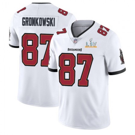 Men's Tampa Bay Buccaneers #87 Rob Gronkowski White 2021 Super Bowl LV Limited Stitched Jersey Men's Tampa Bay Buccaneers #87 Rob Gronkowski White 2021 Super Bowl LV Limited Stitched Jersey