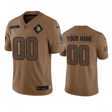 Men's Minnesota Vikings Active Player Custom 2023 Brown Salute To Setvice Limited Stitched Football Jersey