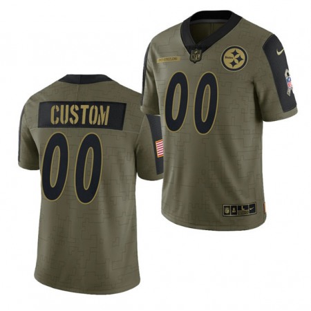 Men's Pittsburgh Steelers ACTIVE PLAYER Custom 2021 Olive Salute To Service Limited Stitched Jersey Men's Pittsburgh Steelers ACTIVE PLAYER Custom 2021 Olive Salute To Service Limited Stitched Jersey