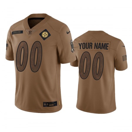 Men's Pittsburgh Steelers Active Player Custom 2023 Brown Salute To Setvice Limited Stitched Football Jersey Men's Pittsburgh Steelers Active Player Custom 2023 Brown Salute To Setvice Limited Stitched Football Jersey