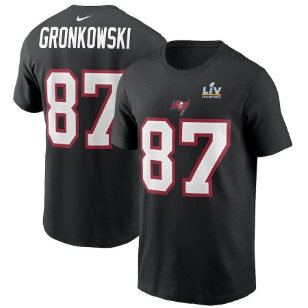 Men's Tampa Bay Buccaneers #87 Rob Gronkowski Black Super Bowl LV NFL T-Shirt Men's Tampa Bay Buccaneers #87 Rob Gronkowski Black Super Bowl LV NFL T-Shirt