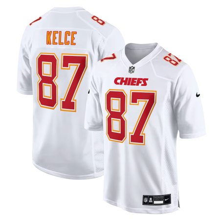 Youth Kansas City Chiefs #87 Travis Kelce Tundra White Fashion Game Jersey