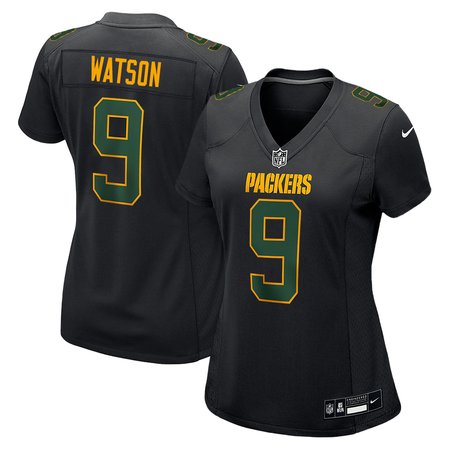 Women's Green Bay Packers #9 Christian Watson Carbon Black Fashion Game Jersey