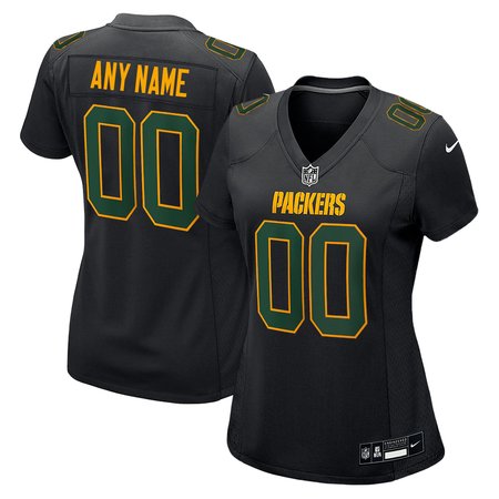 Women's Green Bay Packers Custom Carbon Black Fashion Game Jersey