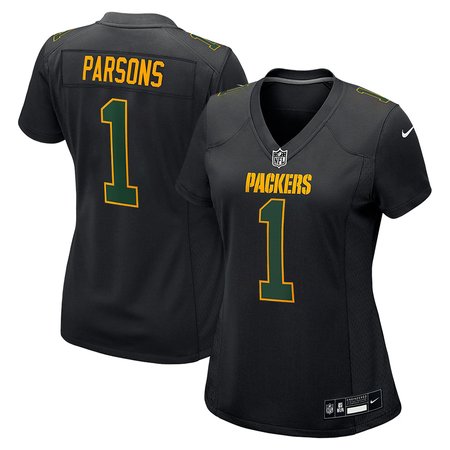 Women's Green Bay Packers #1 Micah Parsons Carbon Black Fashion Game Jersey